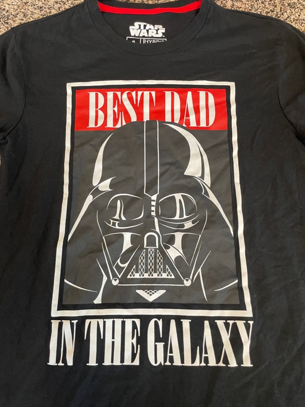 Star Wars Black Tee with Red and White Darth Vader Graphic “Best Dad” Sz S NWT - Picture 2 of 3